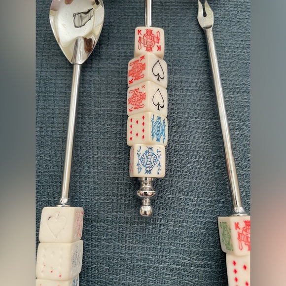Vintage 3 piece, MCM, Mid Century Poker Dice, Cocktail, Bar, Utensil, Set - Picture 3 of 6
